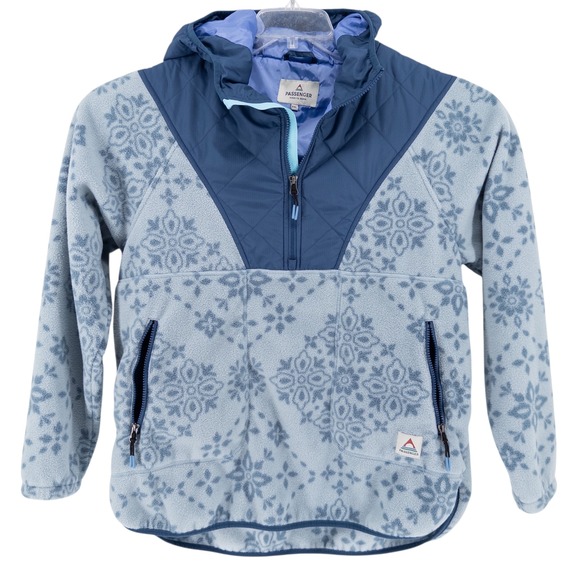 Passenger Women's XXL Juana Recycled Polar Hooded Fleece Jacket Blue Tile Print - Picture 1 of 11